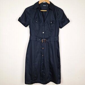 Black Goth Utility Shirt Dress, Size 6. Streetwear Metal 90s punk indie skater